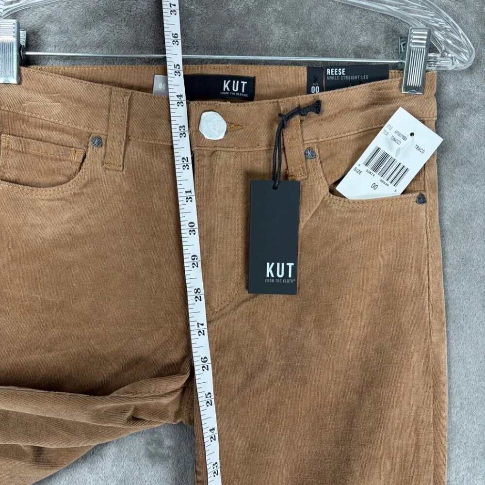 KUT From The Kloth Reese Ankle Straight Leg Pants Women’s 00 Brown Corduroy Y2k - Picture 6 of 7